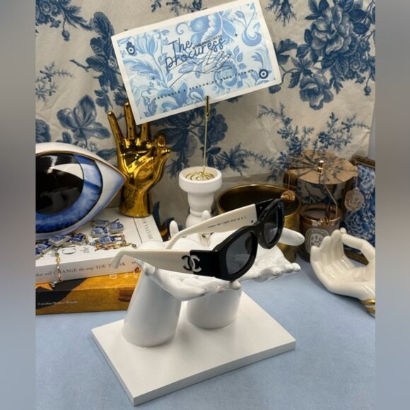 🆕 CHANEL 🧿 NWOT CH5525 Black & White Square Acetate Polarized Sunglasses - Picture 6 of 16